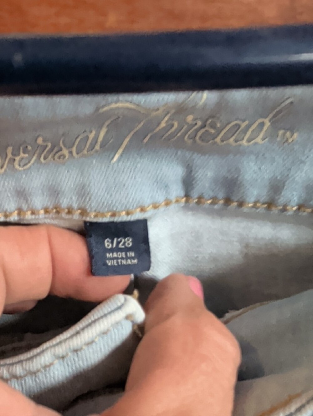 Universal Thread Light Blue Button-Front Distressed Denim Shorts - Picture 3 of 4
